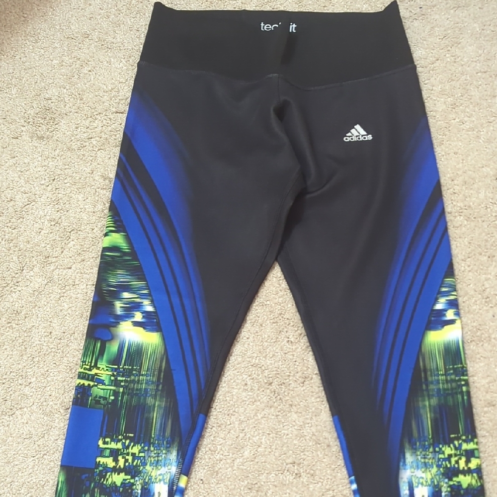 Adidas Climalite Black and Vibrant Blue Tights